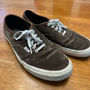 Vans Brown Suede Low-Top Sneakers with White Laces